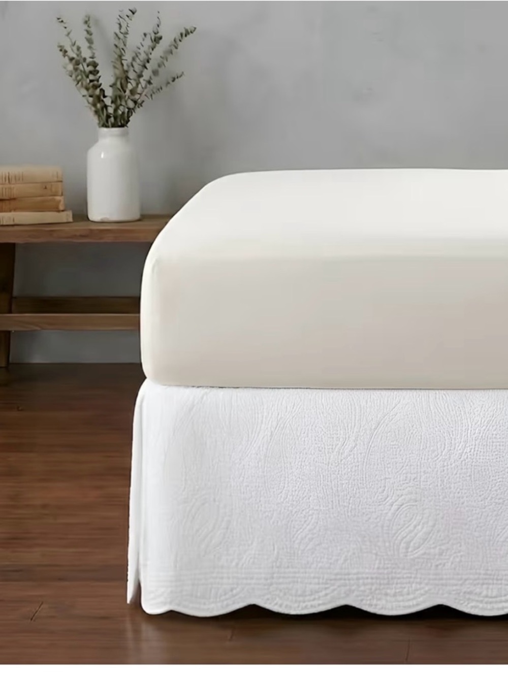 Greenland Home Paisley Quilted 100% Cotton Bed Skirt, White, Twin